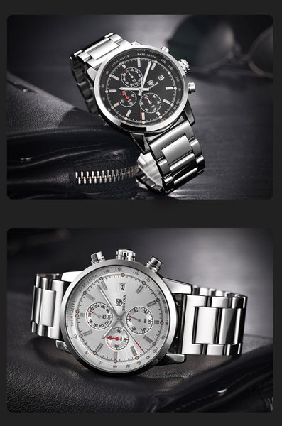 Men's Top Luxury Quartz Chronograph Waterproof Leather Military Watches - SolaceConnect.com