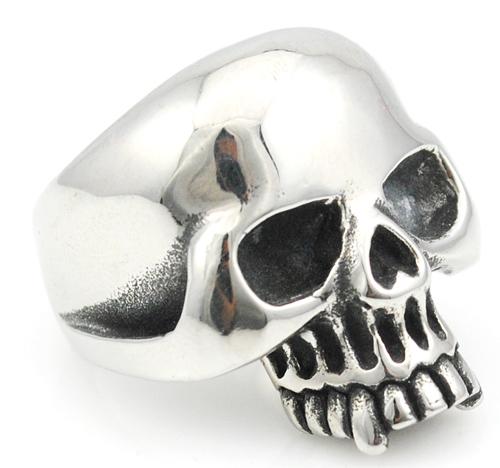Men's Trendy Stainless Steel Punk Biker Ring with Smooth Polished Skull  -  GeraldBlack.com