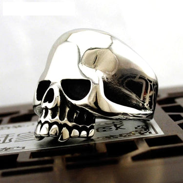 Men's Trendy Stainless Steel Punk Biker Ring with Smooth Polished Skull  -  GeraldBlack.com