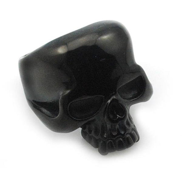 Men's Trendy Stainless Steel Punk Biker Ring with Smooth Polished Skull - SolaceConnect.com