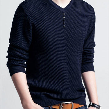 Men's V-Neck Casual Pullover Long Sleeve Slim Fit Autumn Sweater - SolaceConnect.com