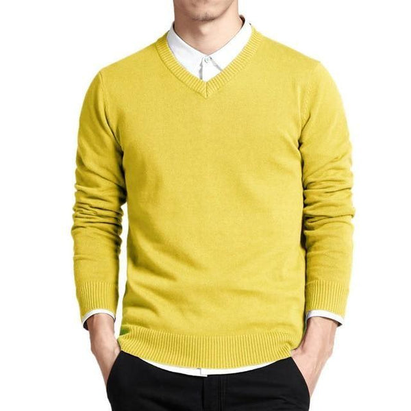 Men's V-Neck Solid Slim Fit Knitting Cardigan Brand Sweaters  -  GeraldBlack.com