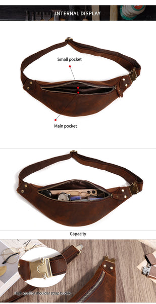 Men's Vintage Casual Genuine Leather Phone Travel Small Chest Bag  -  GeraldBlack.com