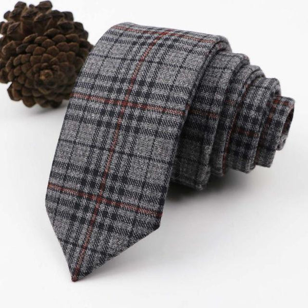 Men's Vintage Cotton Soft Wool Tie Plaid Striped arrow Leisure Tuxedo Neckties  -  GeraldBlack.com