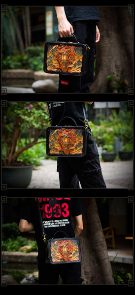 Men's Vintage Designer Handmade Carved Dragon Painted Hand Bags  -  GeraldBlack.com