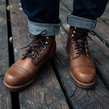 Men's Vintage Fashion Genuine Leather Lace Up Round Toe Ankle Boots  -  GeraldBlack.com