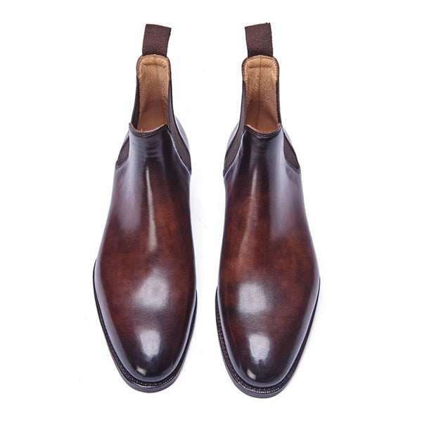 Men's Vintage Genuine Leather Cowhide Slip On Business Chelsea Boots  -  GeraldBlack.com