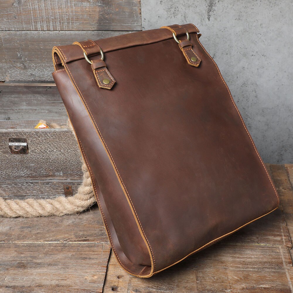 Men's Vintage Genuine Leather Crazy Horse Laptop Large Backpacks  -  GeraldBlack.com