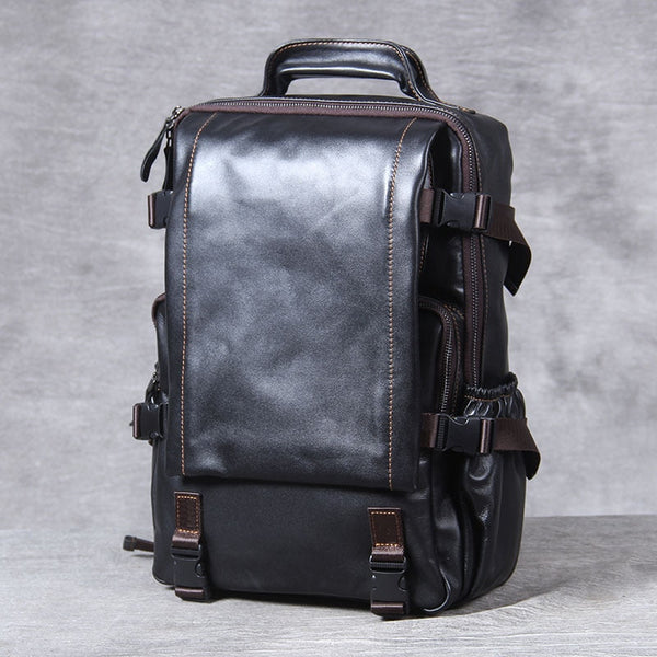 Men's Vintage Genuine Leather Student Notebook Shoulder Backpack  -  GeraldBlack.com