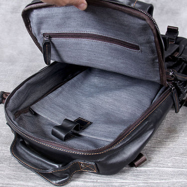 Men's Vintage Genuine Leather Student Notebook Shoulder Backpack  -  GeraldBlack.com