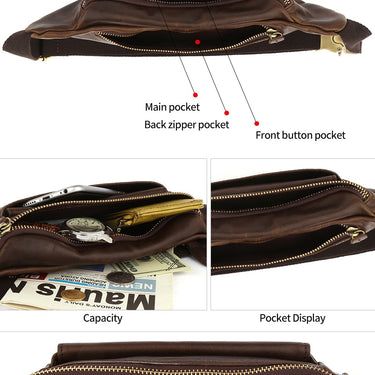 Men's Vintage Genuine Leather Travel Style Belt Pouch Waist Bag Fanny Pack  -  GeraldBlack.com