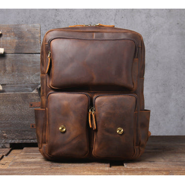 Men's Vintage Handmade Crazy Horse Large Designer Laptop Bag Backpack  -  GeraldBlack.com