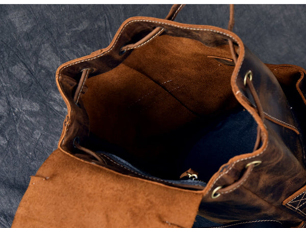 Men's Vintage Handmade Genuine Leather Bucket Designer Backpacks  -  GeraldBlack.com