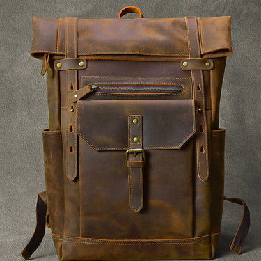 Men's Vintage Handmade Genuine Leather Crazy Horse Daypack Backpack  -  GeraldBlack.com