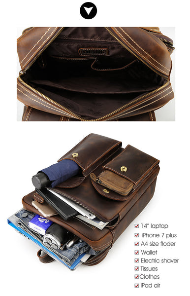 Men's Vintage Handmade Genuine Leather Italian Multifunction Backpack  -  GeraldBlack.com