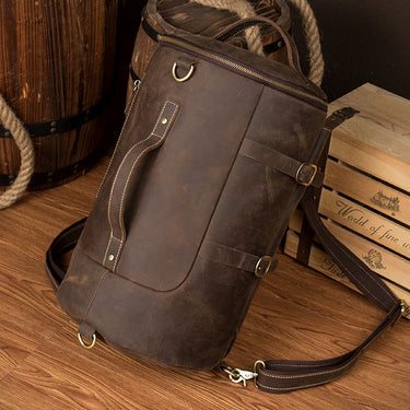 Men's Vintage Handmade Large Capacity Duffle Weekend Shoulder Backpack  -  GeraldBlack.com