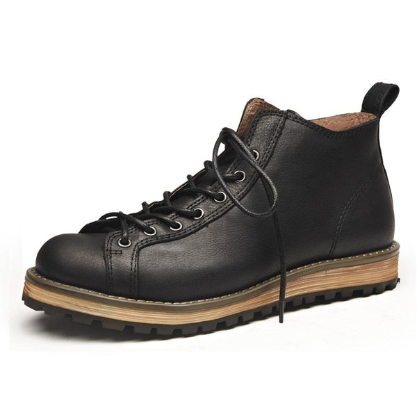 Men's Vintage Handmade Round Toe Genuine Leather Lace Up Ankle Boots  -  GeraldBlack.com