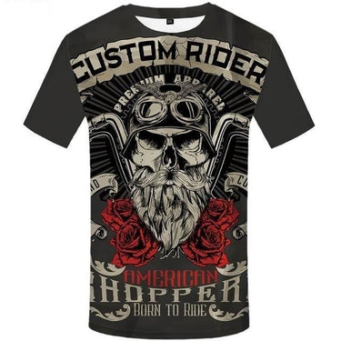 Men's Vintage Hip Hop 3D Print Casual Motorcycle T-Shirts with O-Neck - SolaceConnect.com