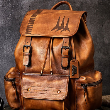 Men's Vintage Luxury Genuine Leather Soft Laptop Travel Backpack  -  GeraldBlack.com