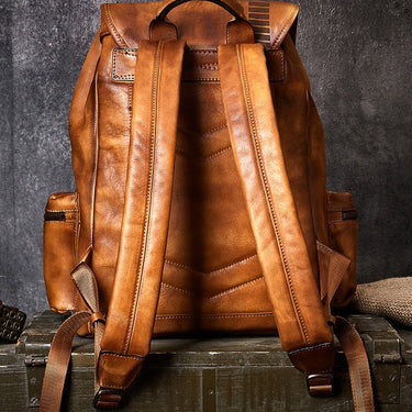 Men's Vintage Luxury Genuine Leather Soft Laptop Travel Backpack  -  GeraldBlack.com