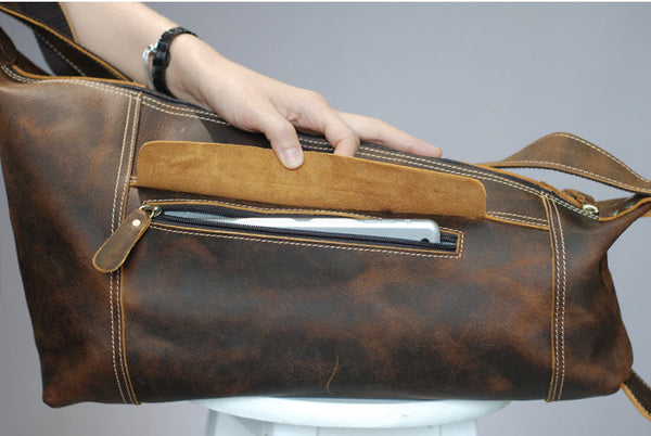 Men's Vintage Multifunctional Genuine Leather Travel Shoulder Backpack  -  GeraldBlack.com