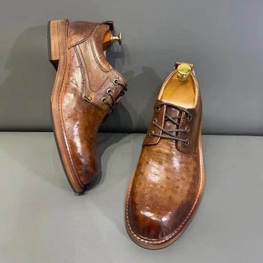 Men's Vintage Ostrich Leather Casual Business Designer Dress Shoes  -  GeraldBlack.com