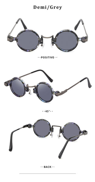Men's Vintage Round Luxury Steampunk Style Sunglasses with Box - SolaceConnect.com