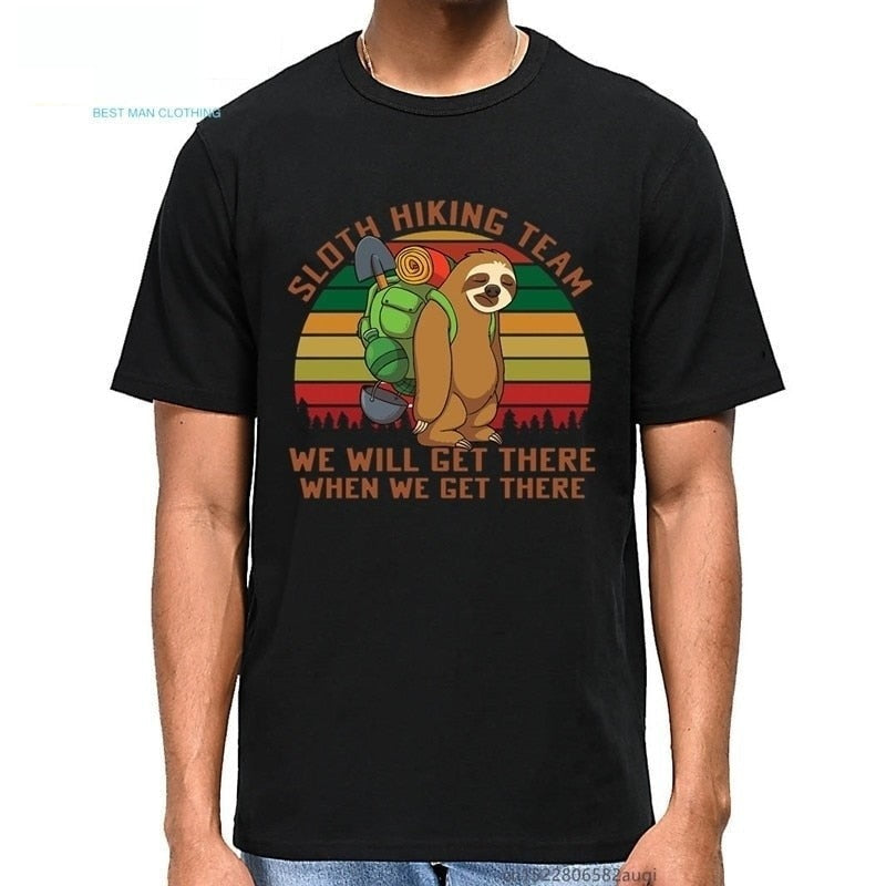Men's Vintage Summer Hiking We Will Get There When Casual T-shirt  -  GeraldBlack.com