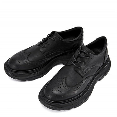 Men's Vintage Thick Bottom Lace Up Business Designer Brogue Shoes  -  GeraldBlack.com