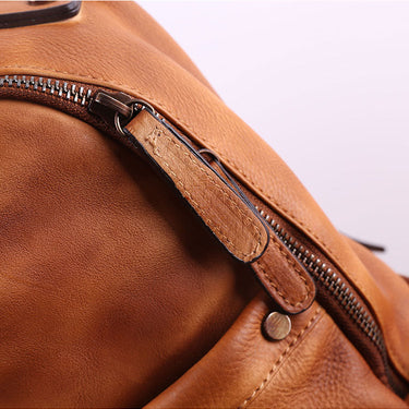 Men's Vintage Water Dyed Vegetable Leather Large Capacity Backpack  -  GeraldBlack.com