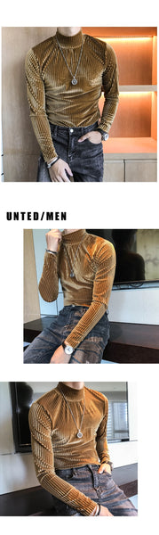 Men's Vintage Winter Casual Slim Fit Turtle Neck Long Sleeve T-shirt  -  GeraldBlack.com