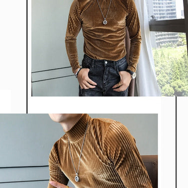 Men's Vintage Winter Casual Slim Fit Turtle Neck Long Sleeve T-shirt  -  GeraldBlack.com