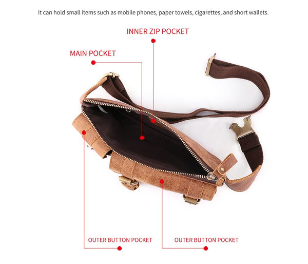 Men's Waist Bag For Phone Fanny Pack Genuine Leather Belt Bags Waist Pack Money Bag Belt Pouch  -  GeraldBlack.com