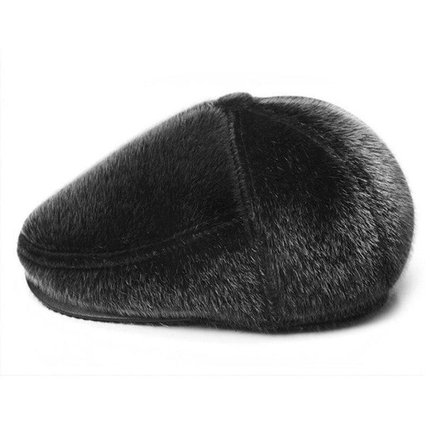 Men's Warm Cashmere Imitation Mink Fur Claus Baseball Hat with Earmuffs - SolaceConnect.com