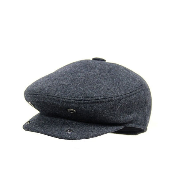 Men's Warm Ear Protect Woollen Winter Beret Hat Foldable Military Cap  -  GeraldBlack.com