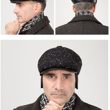 Men's Warm Peaked Baseball Cap with Ear Protection Ideal for Winter - SolaceConnect.com