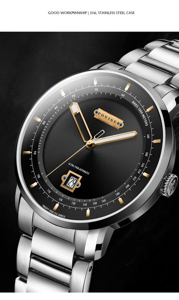 Men's Waterproof Automatic Self-Winding Mechanical Steel Business Watches - SolaceConnect.com