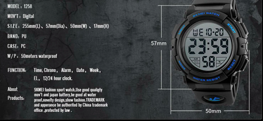Men's Waterproof Digital Big Dial 50M Chronograph LED Clocks Wristwatches  -  GeraldBlack.com