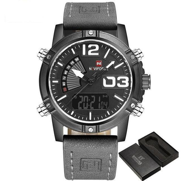 Men's Waterproof Fashion Quartz Leather Digital Military Sports Watches - SolaceConnect.com