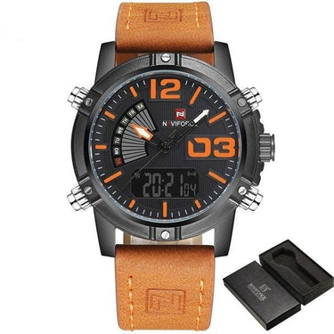 Men's Waterproof Fashion Quartz Leather Digital Military Sports Watches - SolaceConnect.com