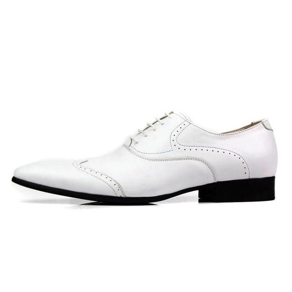 Men's White Patent Leather Carving Brogue Office Wedding Dress Shoes - SolaceConnect.com