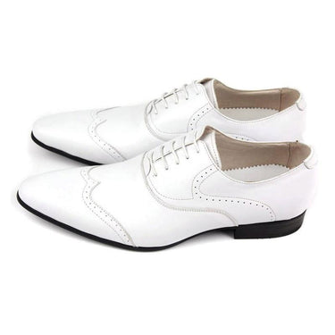 Men's White Patent Leather Carving Brogue Office Wedding Dress Shoes  -  GeraldBlack.com