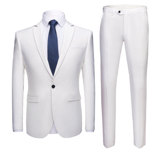 Men's White Slim High-End Formal Jacket Pants Wedding Two-Piece Suit Set  -  GeraldBlack.com
