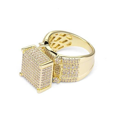 Men's Wide Square 3d Punk Paved Cz Crystal Zircon Gift Rings - SolaceConnect.com