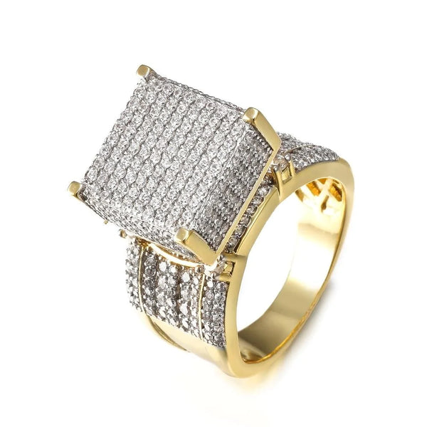 Men's Wide Square 3d Punk Paved Cz Crystal Zircon Gift Rings  -  GeraldBlack.com