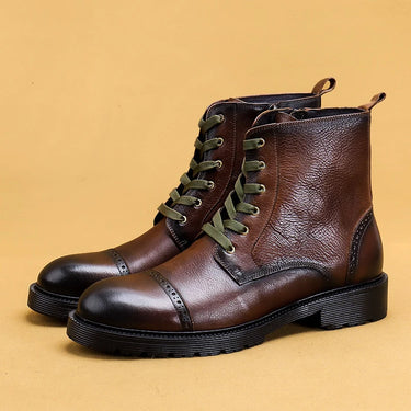 Men's Winter Casual Genuine Leather Round Head Waterproof Boots  -  GeraldBlack.com