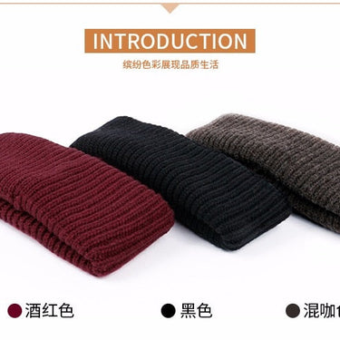 Men's Winter Casual Warm Wool Knitted Black Red Coffee Color Beanie Hat  -  GeraldBlack.com