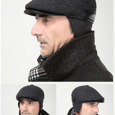 Men's Winter Wear Warm Woolen Baseball Cap with Windproof Ear Cover - SolaceConnect.com
