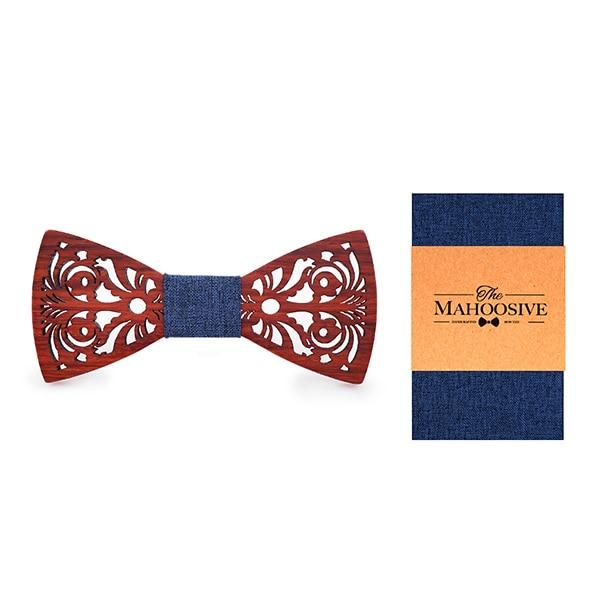 Men's Wooden Bow Tie Handkerchief Pocket Square Set for Wedding Suit - SolaceConnect.com