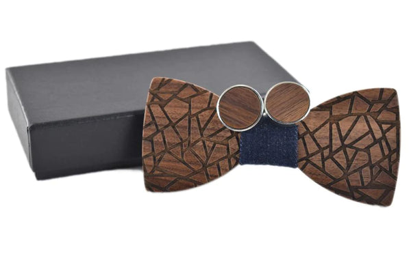 Men's Wooden Fissure Butterfly Shape Slim Bowknots Bowties for Wedding - SolaceConnect.com